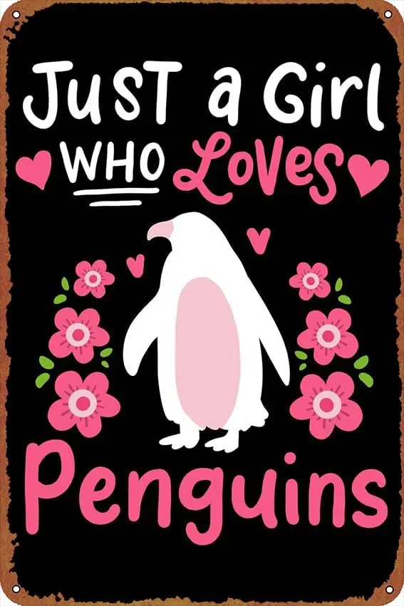 Penguins Penguin Poster Vintage Cute Metal Sign Gift Retro Novelty Cafe Store Garage Tin Signs8x12 Inch