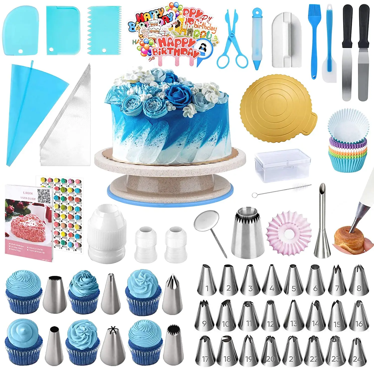 254PCS DIY Cooking Supplies Nozzle Set Baking Pastry Tools Essential Cake Tools for Baking & Patisserie