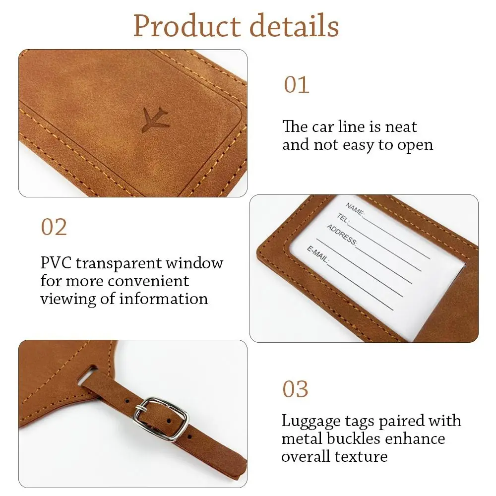 Fashion Leather Luggage Tag Travel Portable Baggage Label Universal with Signature Paper Boarding Tags Men Women Luggage Tag