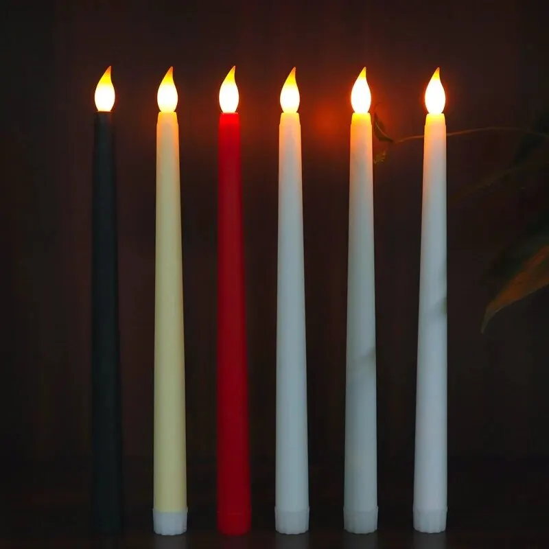 LED Flameless Flickering Taper Candles 3D Wick Candles Lamp with Remote Control Tea Lights Wedding Home Decor Battery Operated image 3