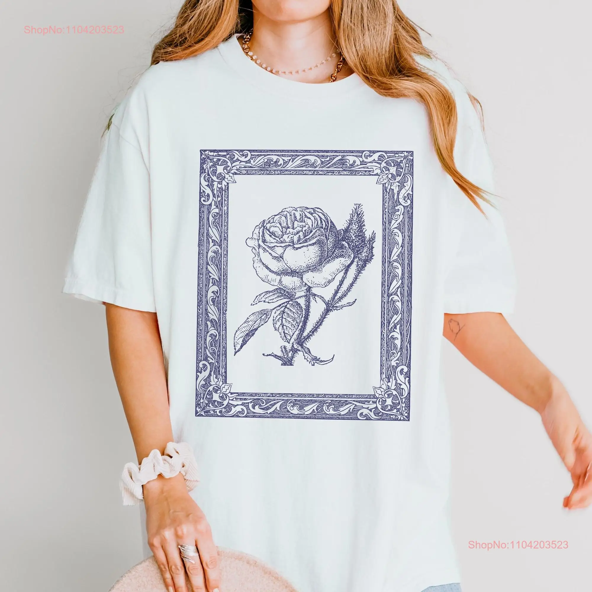 Rose T Shirt Vintage Floral 90s Botanical Comfort Colors Flower GifT for Gardening Moms Birthday long or short sleeves