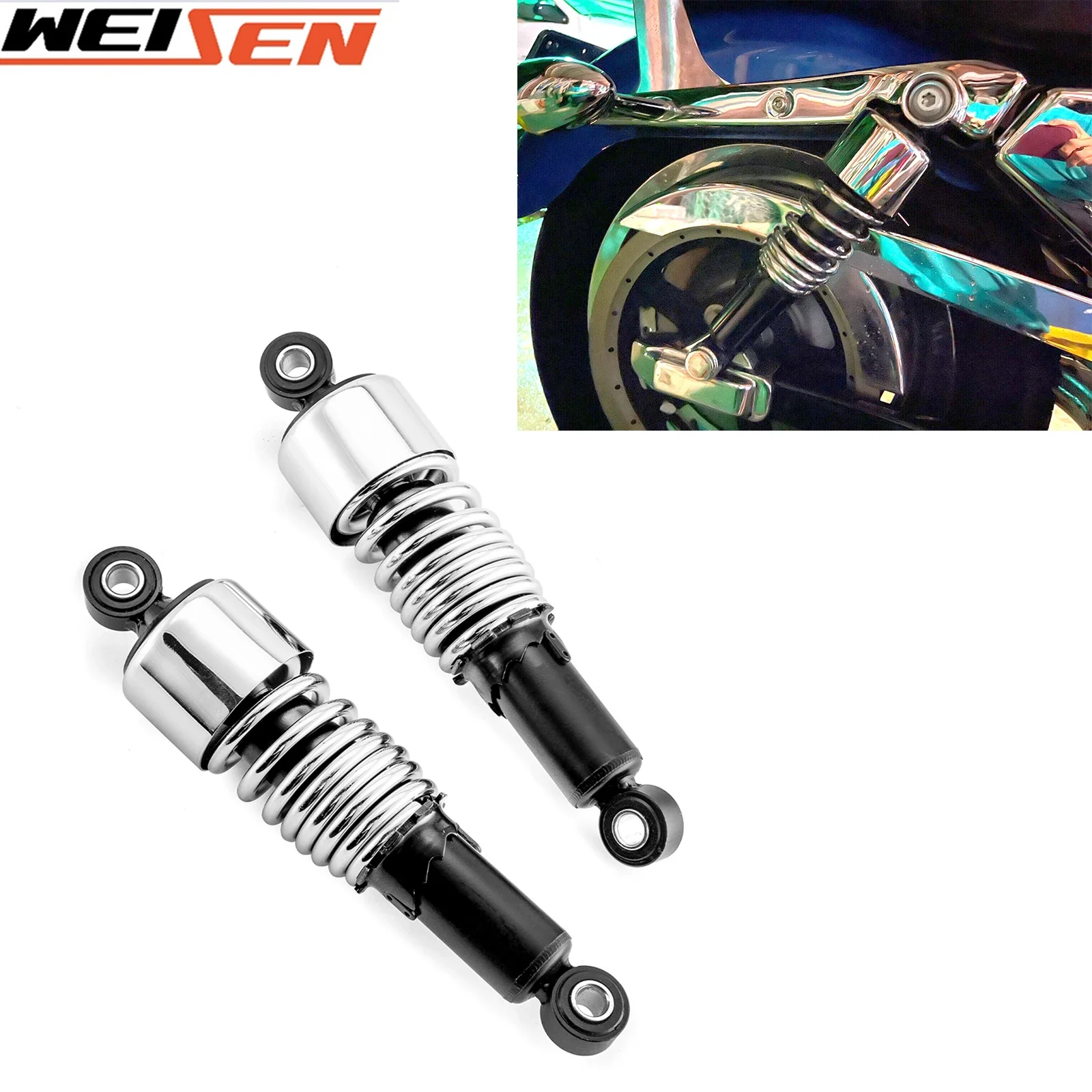 Motorcycle 267mm 10.5 in Rear Shock Absorbers Lowering Slammer Kits Preload Adjustable Gloss Black for TRIKE Models TRI GLIDE