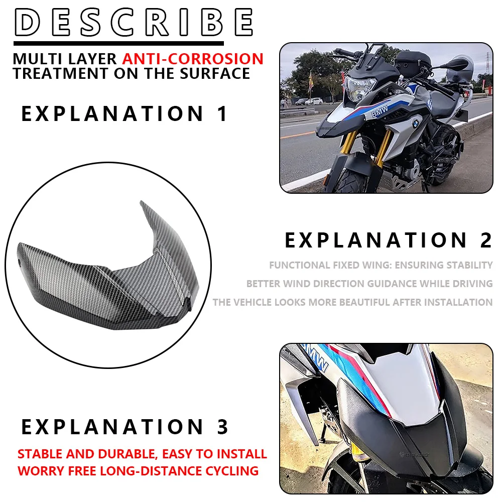 For BMW G310GS G 310 G310 GS 2017 2018 2019 2020 Motorcycle Beak Fairing Winglets Front Fender Beak Extension Wheel Cover