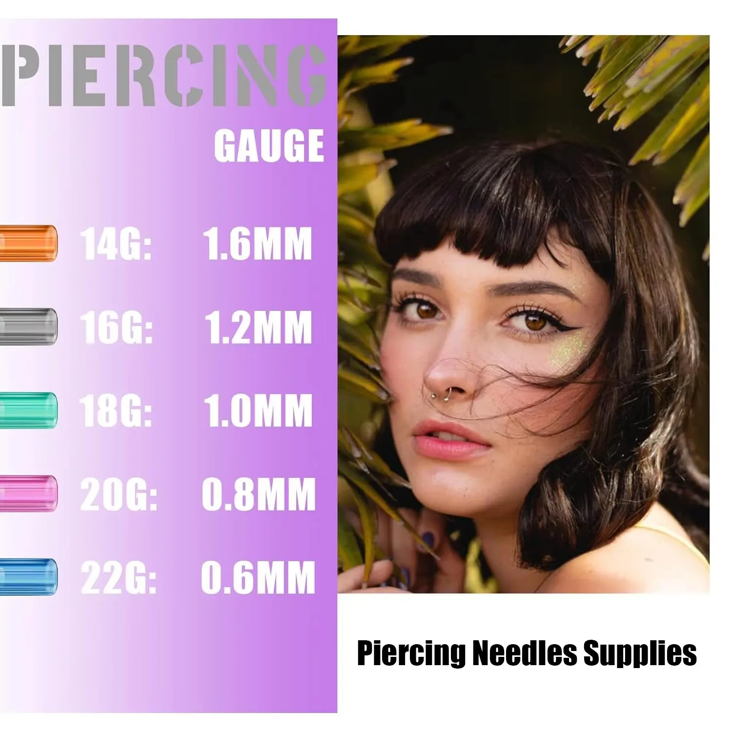 100/50/30/10/5pcs Piercing Needles Disposable Sterile Body Piercing Needles 14G 16G 18G 20G 22G  for Nose Lip Ear Belly Piercing