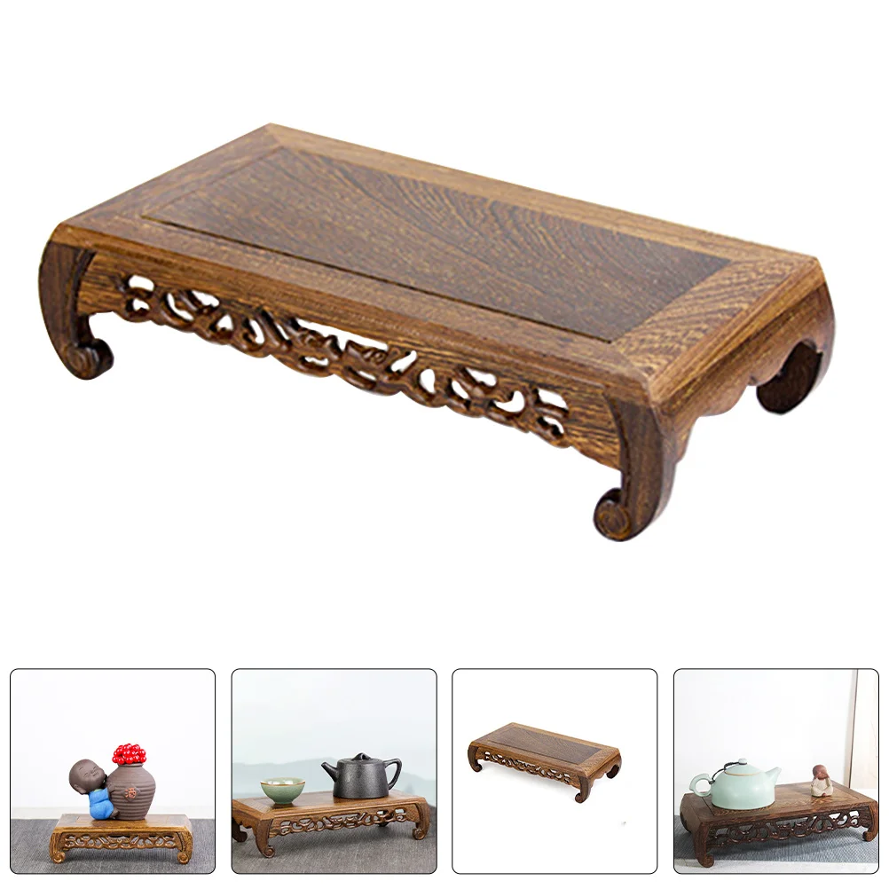 

Rectangular Chicken Wing Wood Display Stand Carved Chinese Style Vase Base Teapot Bonsai Pedestal Fishbowl Aquarium Table Lamp