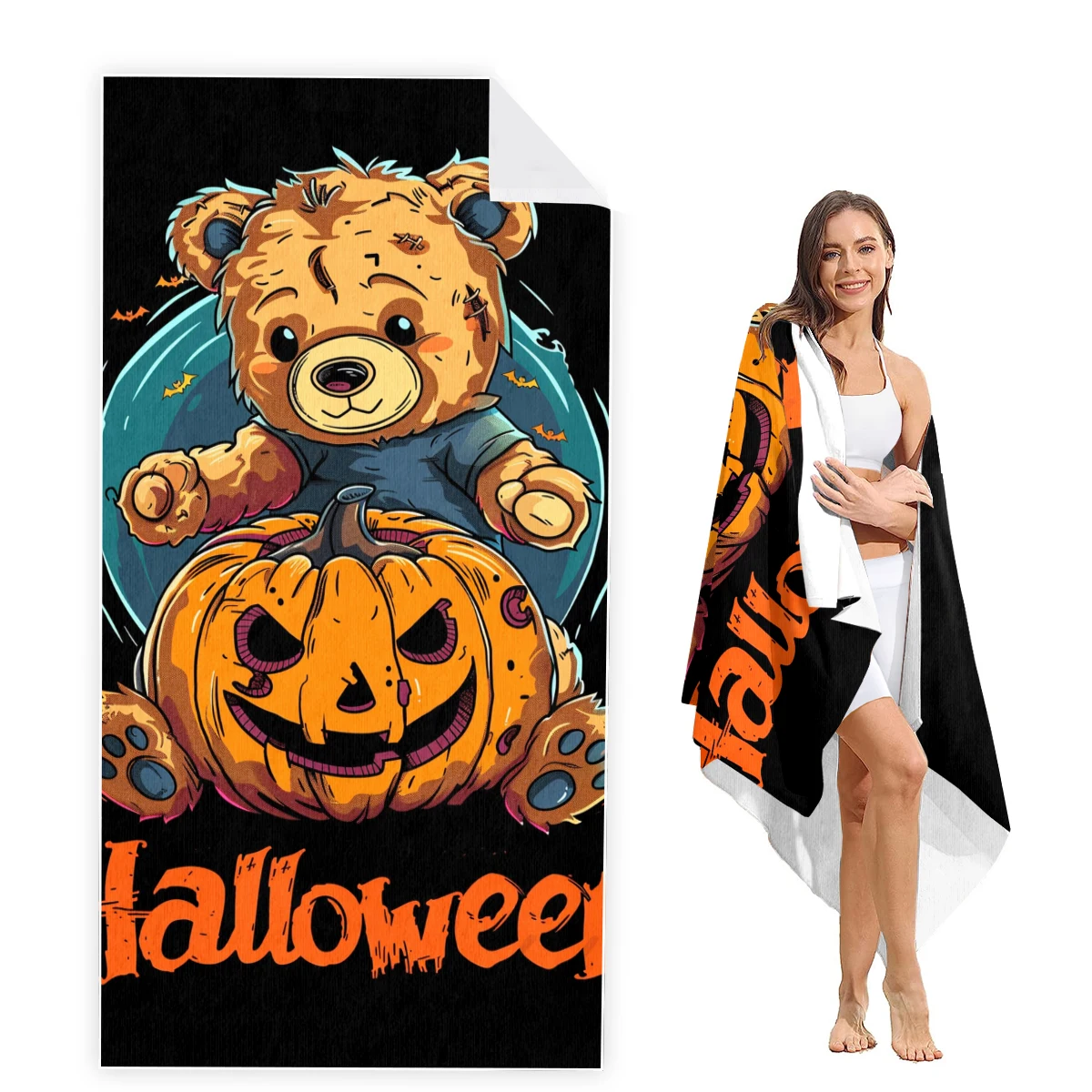 

Hallowmas Beach Towel Oversized, Super Absorbent Sand Free Thick Microfiber Beach Towel,Beach Towels for Kids,Men,Women