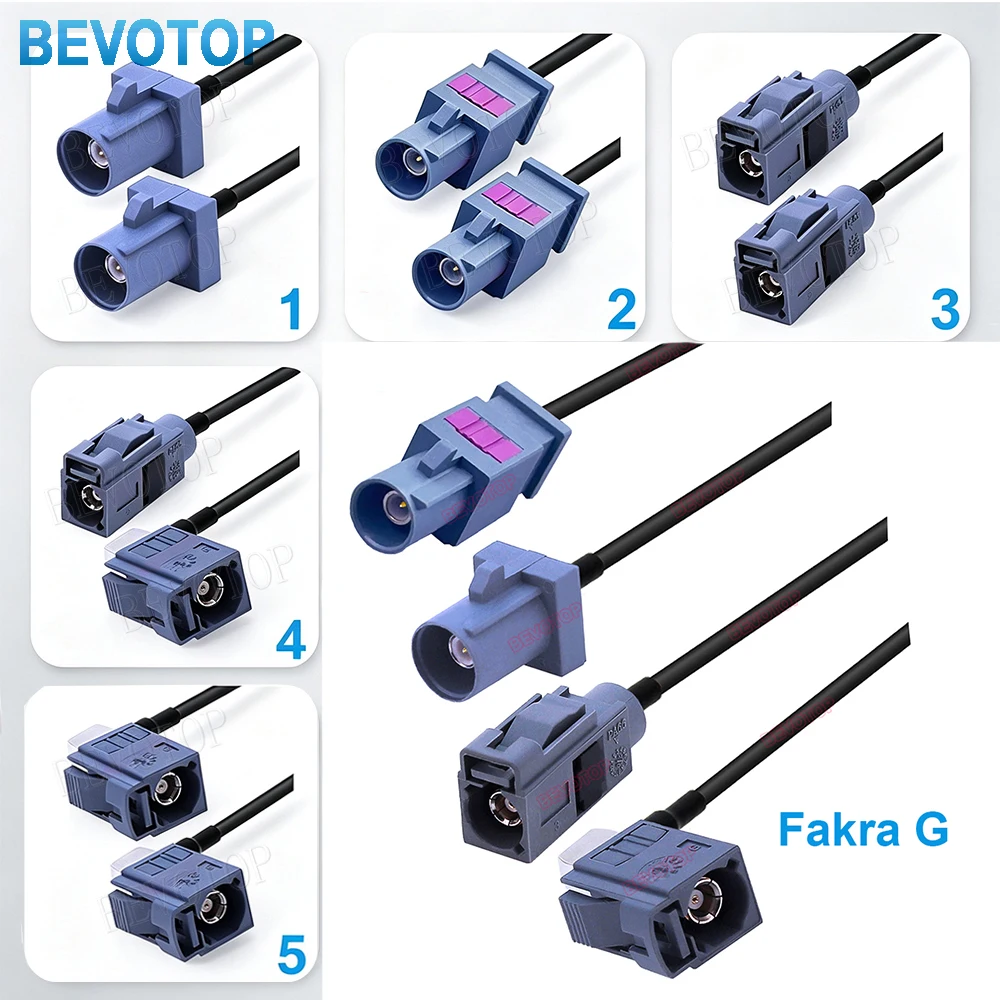 1PCS 10CM~20M Grey Fakra G Male/Female RG174 Extension Cable for Remote Control RF Coaxia Fakra Jumper BEVOTOP Custom-made Cable
