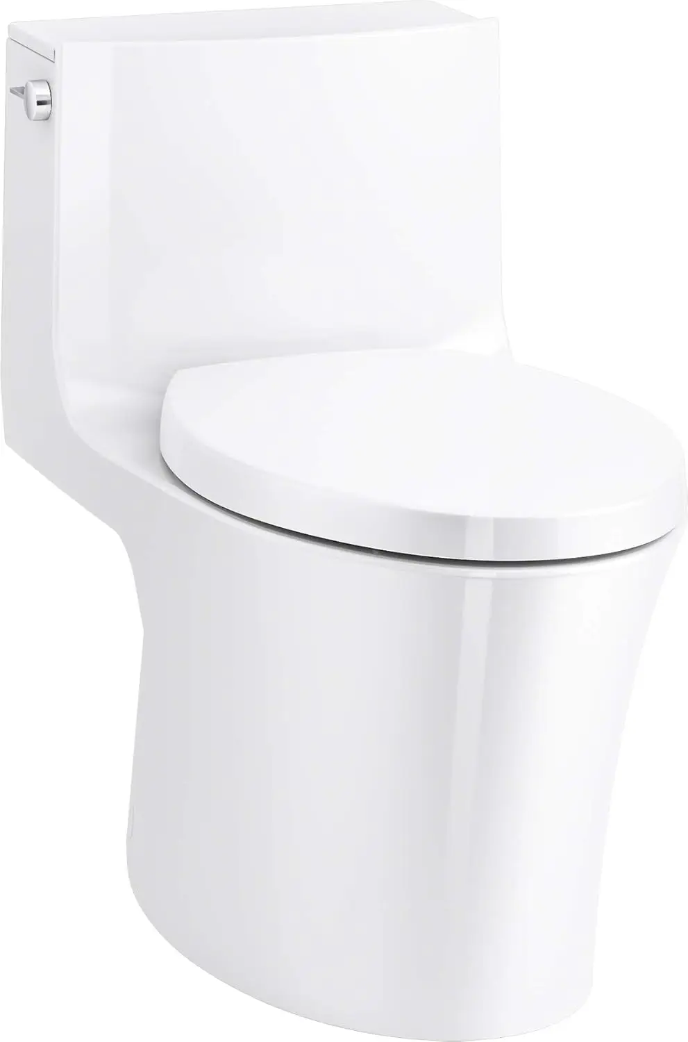 One-Piece Skirted Toilet, Dual Flush, Elongated Bowl, Skirted Trapway, White, Hidden Cord Option, Conceals Bidet Seat Cords