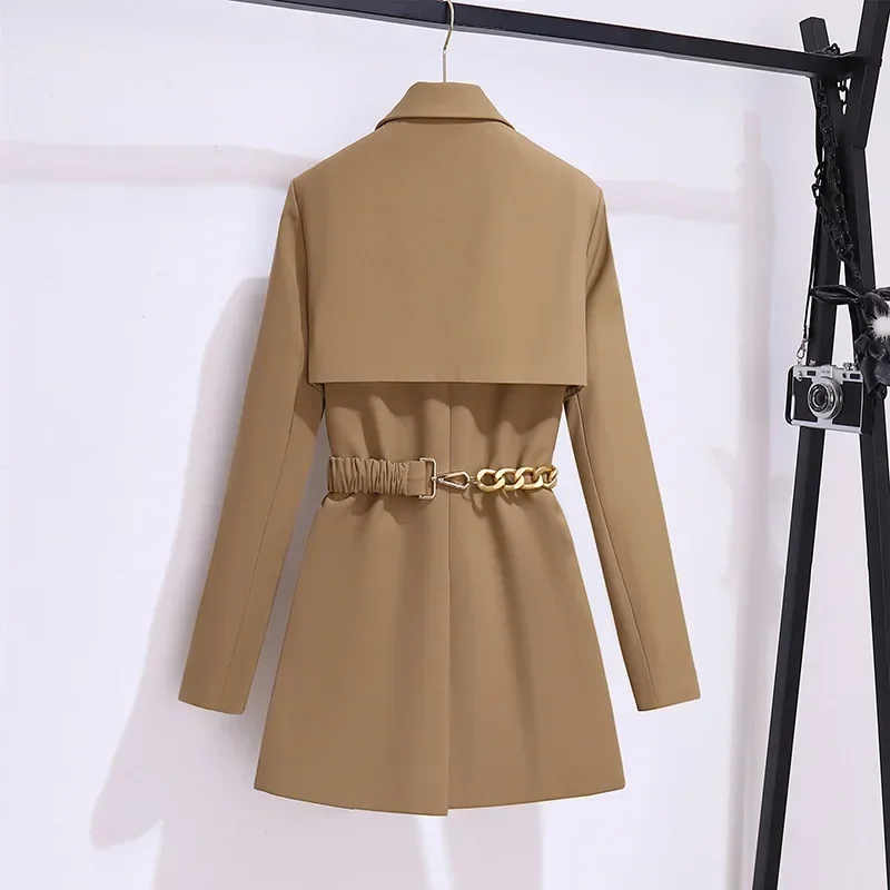 Khaki Women Suits 1 Piece Blazer With Belt Jacket Formal Single Breasted Office Lady Business Work Wear Long Coat Fall Outfit