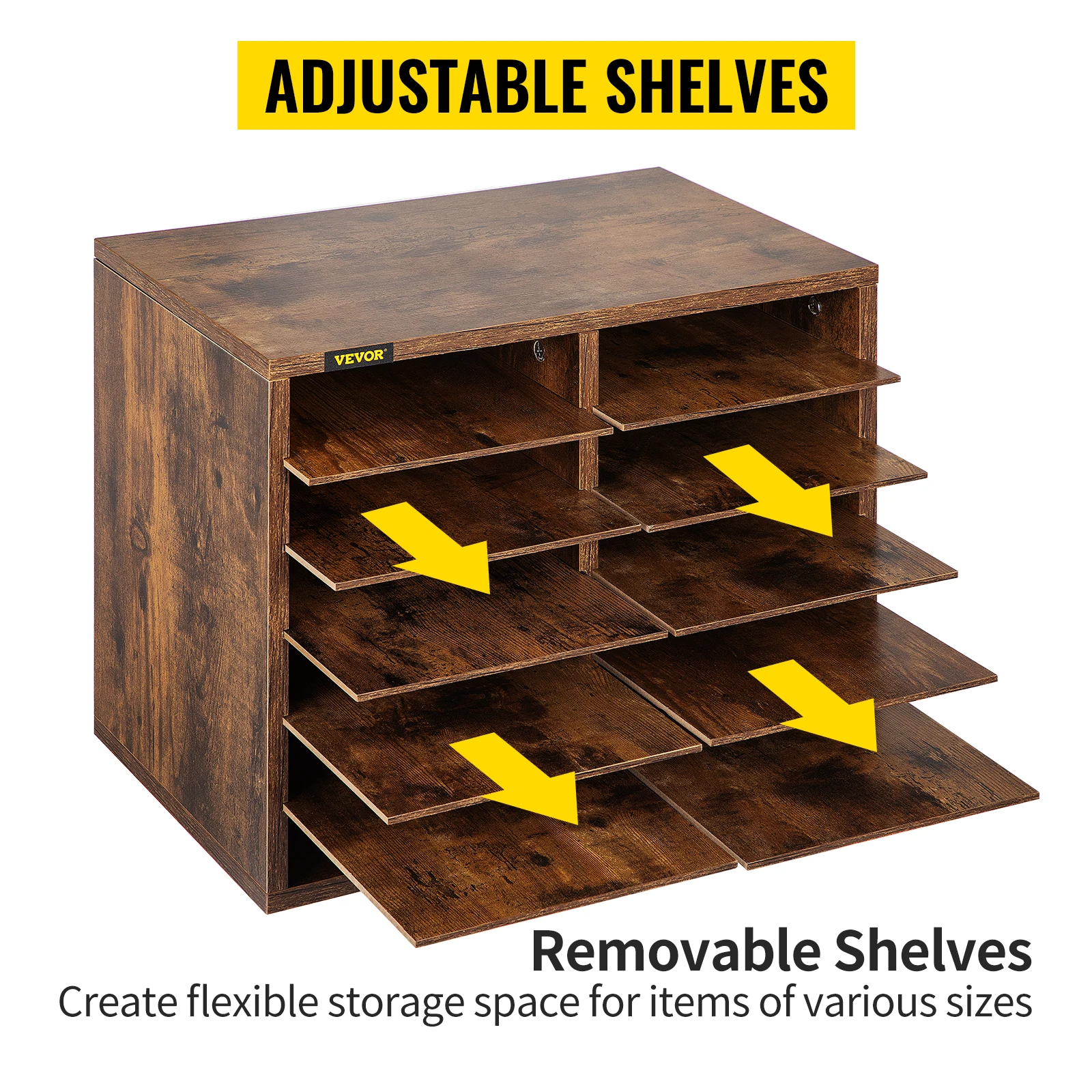 VEVOR Wood Literature Organizer Adjustable Shelves Medium Density Files Documents Papers Magazines Storage for Office School