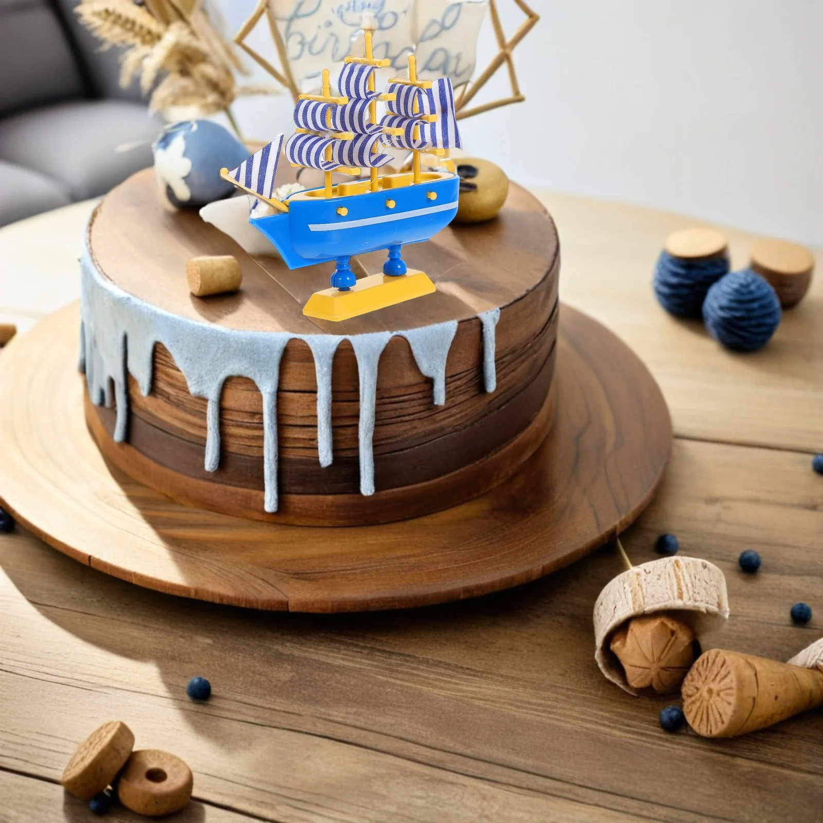 

Mediterranean Cake Decorations Graduation Sailboat Cake Toppers Charming Baking Ornaments Birthday Wedding Beach Party Decor
