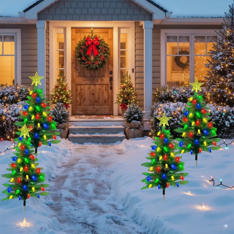 

Рождественские елочные огни на солнечной энергии, 2 упаковки — 37,4 дюйма, 100 светодиодов, 8 режимов, IP44, водонепроницаемый праздничный декор и идеальный подарок