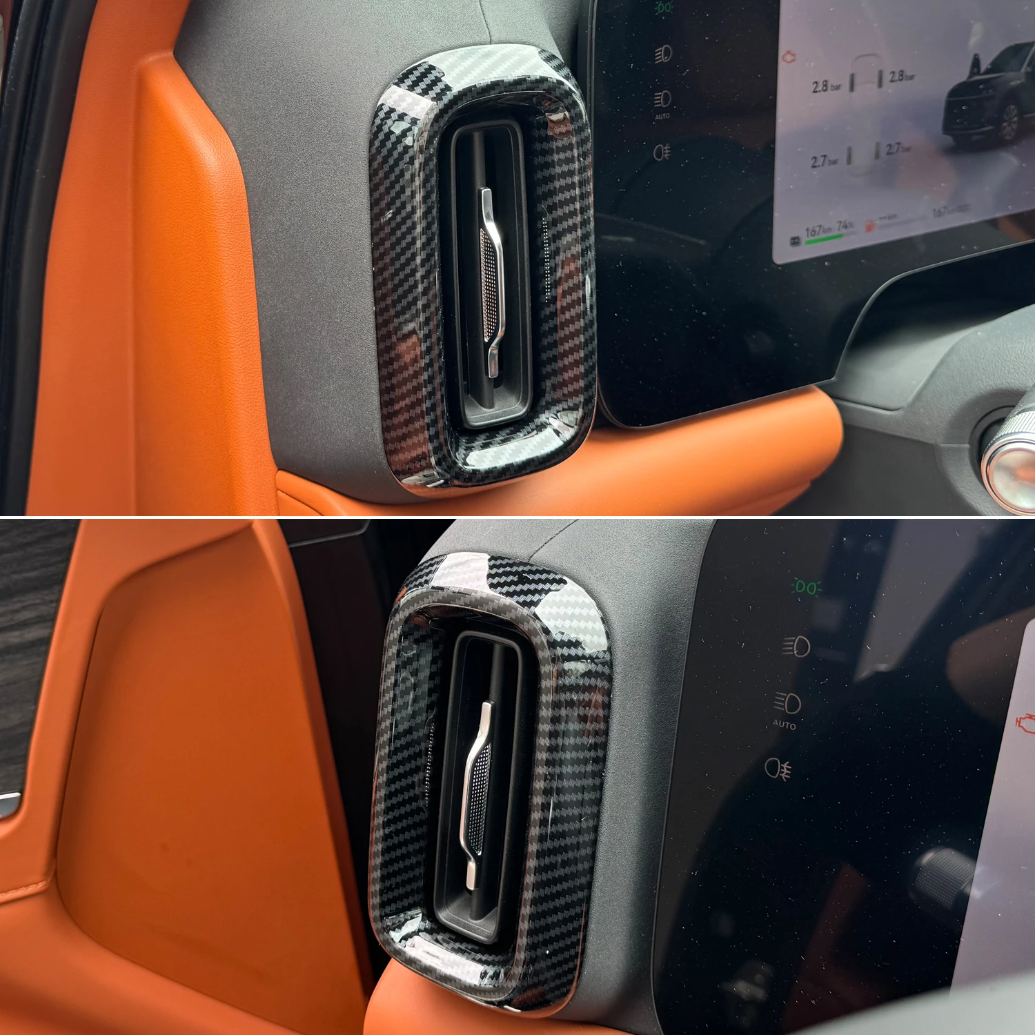 For Aito M9 2024 Car Accessories ABS Carbon Fiber Style Interior Front Side Air Vent Outlet Cover Trim 2pcs image 6