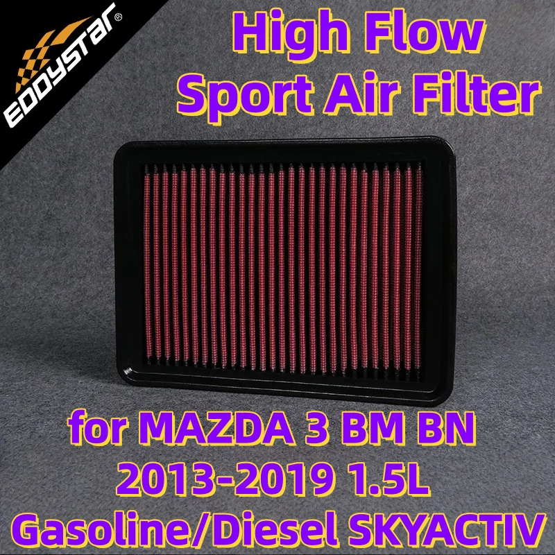 

Спортивный воздушный фильтр с высоким расходом для MAZDA 3 BM BN 2013-2019 1,5 л, дизельные моющиеся гоночные впускные фильтры SKYACTIV