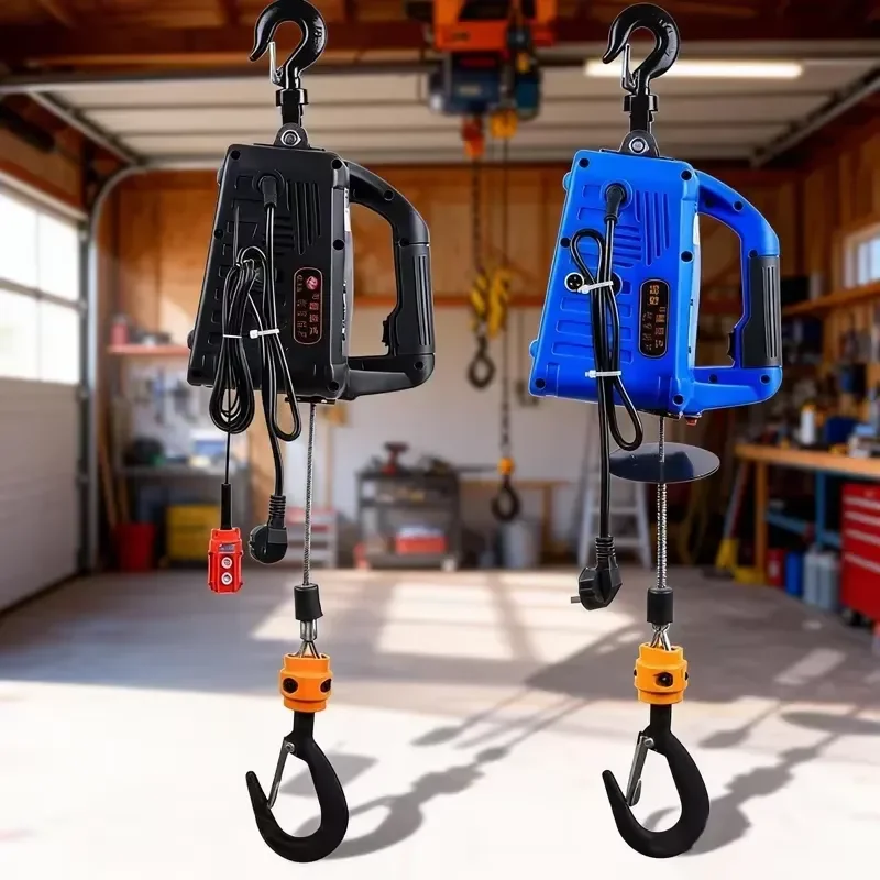 220V/110V Portable Manual Mini Hoist Remote Control Heavy Micro Winch Small Crane Home Workshop Garage Lifting
