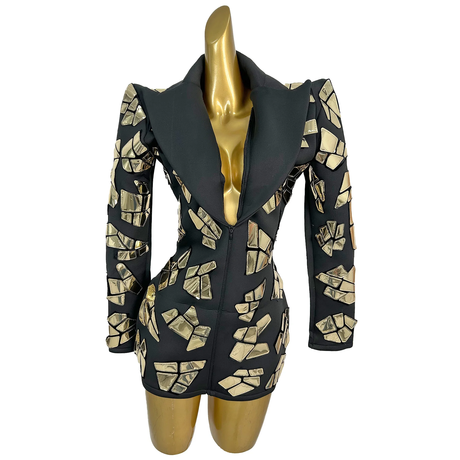 

Liangpianxizhuang элегантное женское вечернее платье с золотыми блестками и откидным воротником, облегающее костюмное платье, свадебное банкетное платье для взрослых, выпускное платье