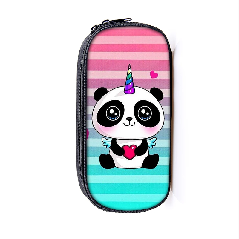 Bolsa de lápices con estampado de Panda para mujer, estuches de cosméticos con dibujos animados de Panda Rojo, caja de lápices informal para adolescentes, suministros escolares para niños y niñas