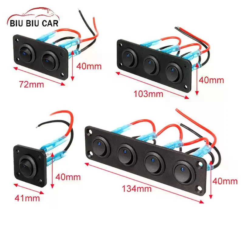 Marine Grade Toggle Switch Panel 12V 1-6 Buttons Universal Rocker Switch Set for Boat RV Off-road Circuit Control