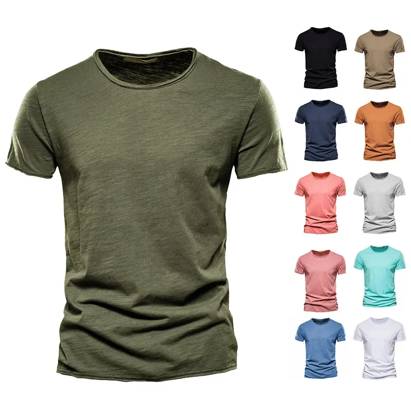 Qualität 100% Baumwolle Männer T-Shirt Mode geschnitten Design Slim Fit solide Herren T-Shirt Tops T-Shirts Brasilien Kurzarm T-Shirt für Männer