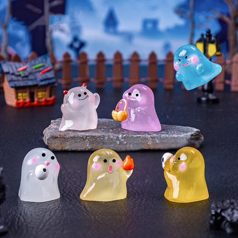 Figurine Luminous Miniature Ghost Micro Landscape Ornament Glowing In Dark For Halloween Decorations Home Desk Decor