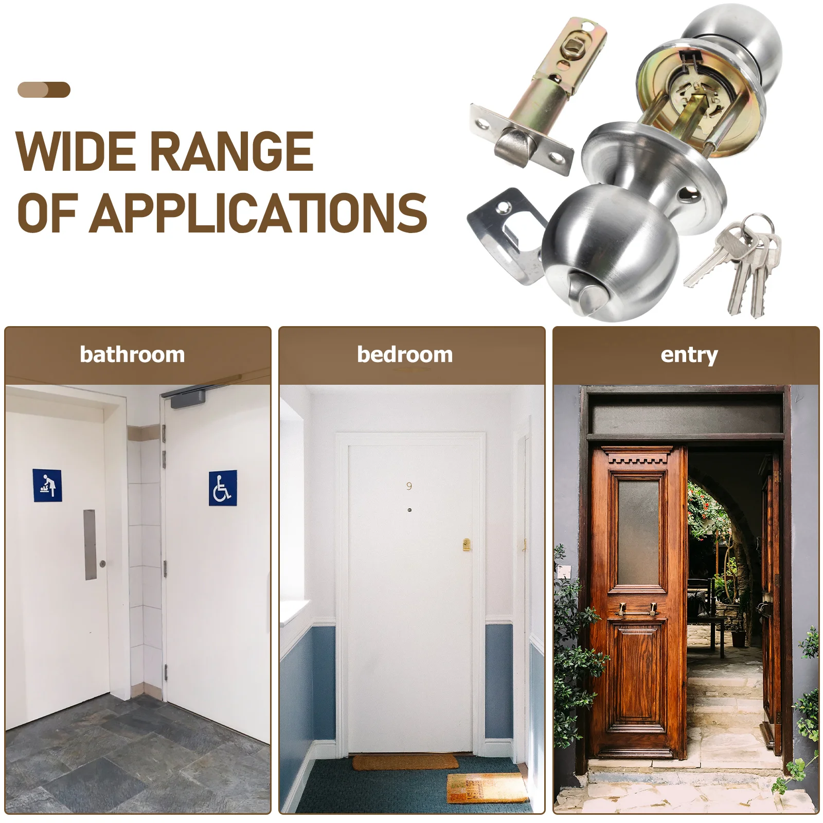 

2Pcs Door Knobs Lock Stainless Steel Durable Privacy Security Locks for Bedroom Bathroom Interior Exterior Entry Door