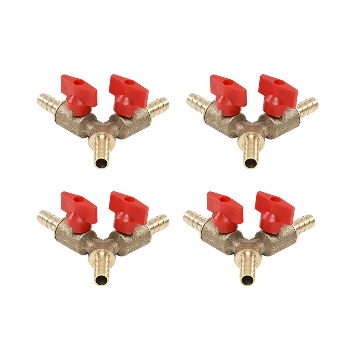 

4Pcs 3 Way Shut Off Ball Valve / Valve Clamp Fitting Hose Barb Fuel Gas 8mm Brass Y Type Ball Valve for Garden Tool