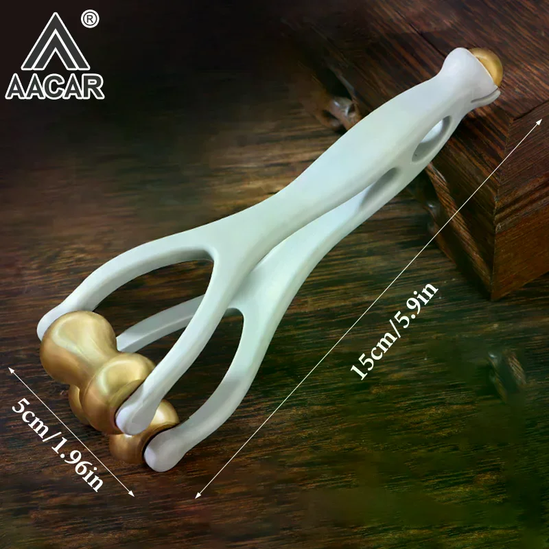 Finger Massage Dual-Row Roller Brass Roller Design Easy Use Relieve Finger Fatigue Promote Blood Portable Finger Massage Tool