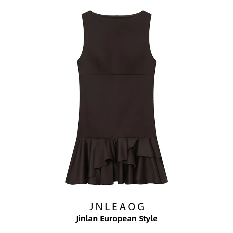 Jnleaog outono novo design de faion feminino ort dr em camadas decoração elegância saia linha a cor pura fibra de poliéster