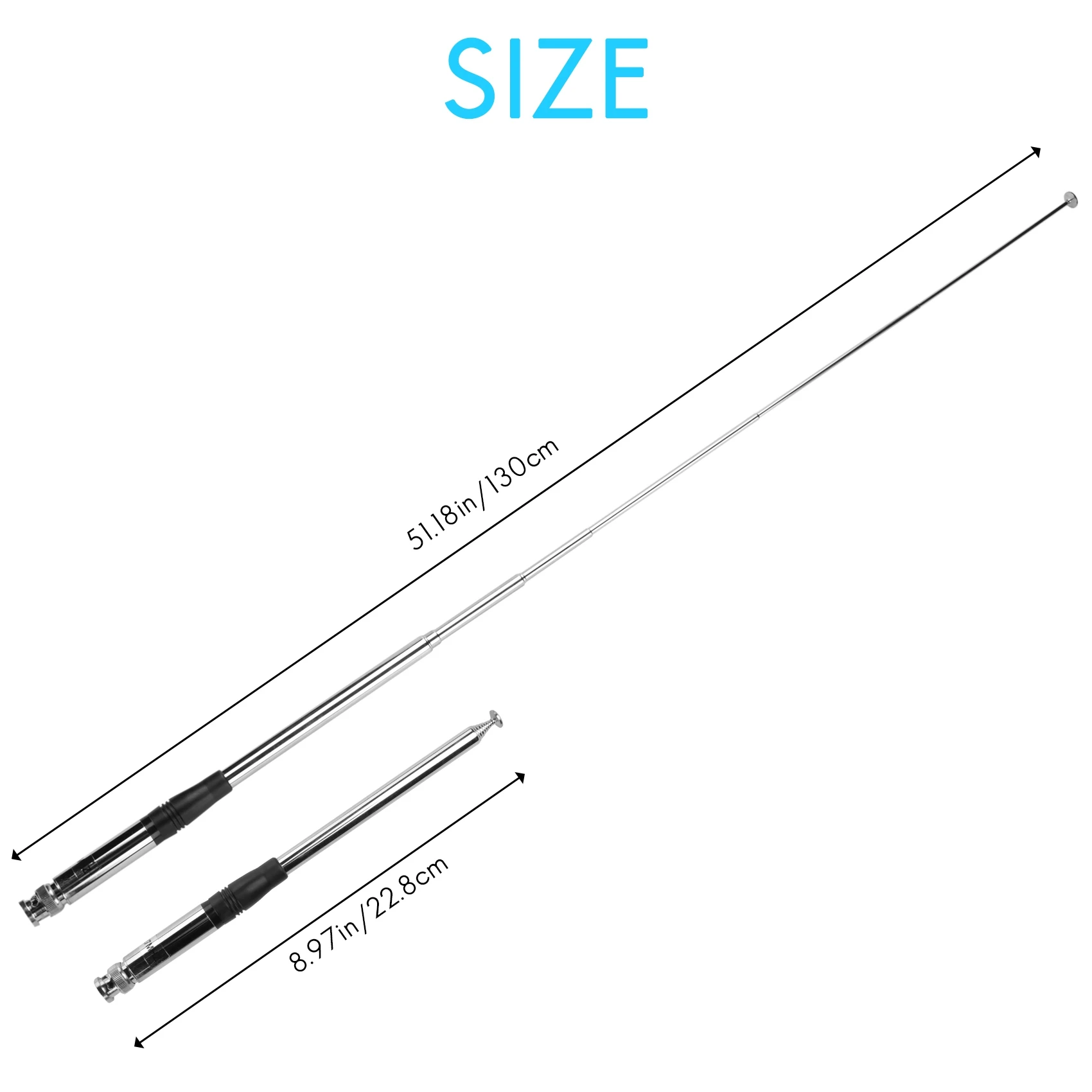 The New 27Mhz Antenna 9-Inch to 51-Inch Telescopic/Rod HT Antennas for CB Handheld/Portable Radio with BNC Connector