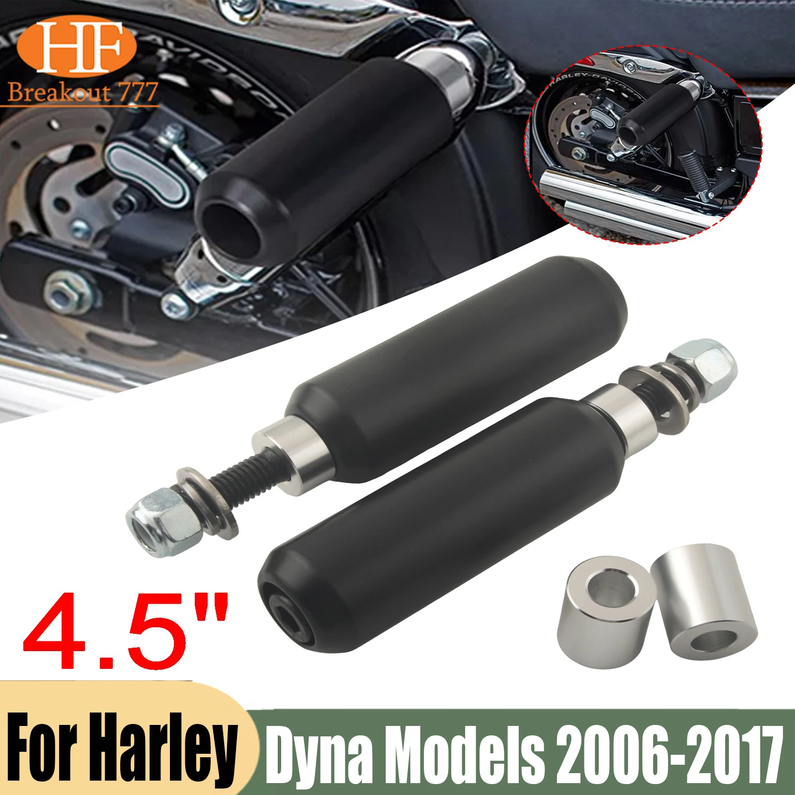 For Harley Dyna Models 2006-2017 4.5" Crash Bar Shock Sliders Mounts Slippery Bar Shock Sliders Mounts