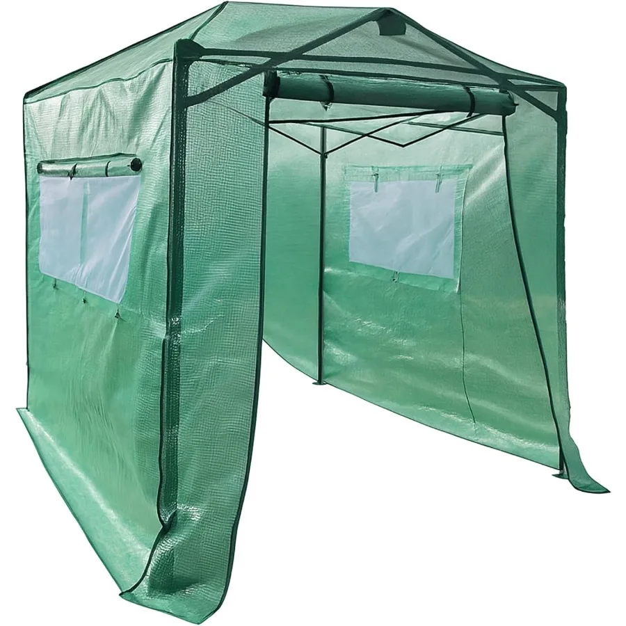 Portable Pop-Up House Replacement Cover for Eagle Peak 8x6 Walk-In Tent: PE Fabric, Black, Reinforced with Zipper Entry Dual Me