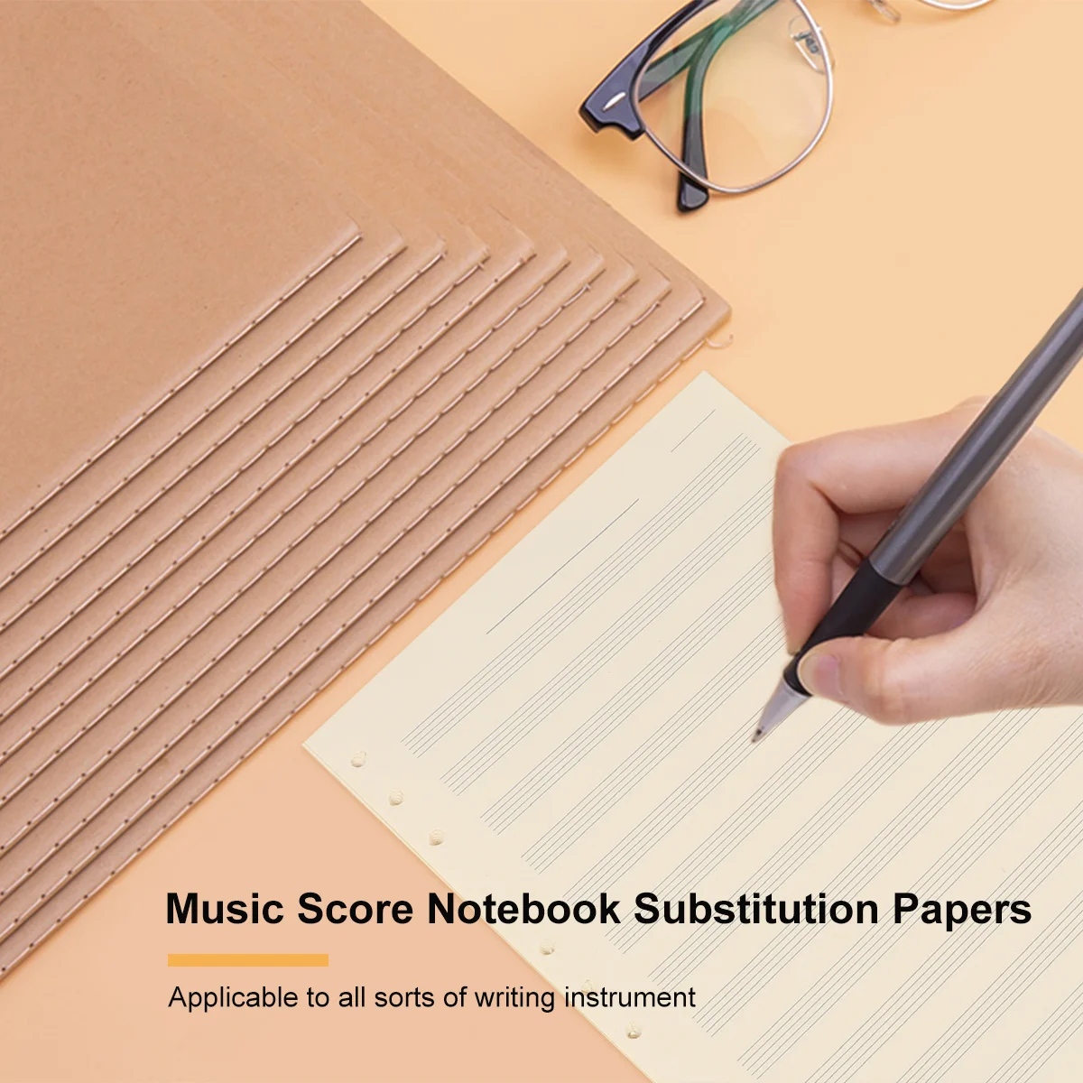 100 hojas de recambios de manuscrito, 2mm, 12 filas, sin pelusa, composición musical, recambio de práctica, papel de hojas sueltas para personal de estudiantes