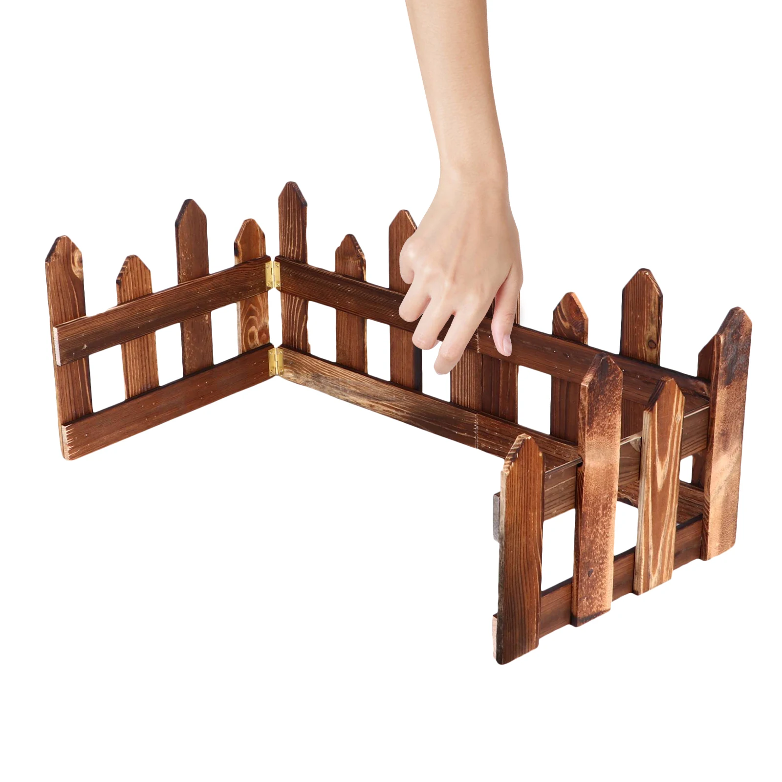

1Set Anti-Corrosive Carbonized Wood Fence Large Wooden Garden Patio Courtyard Decorative Outdoor Fence with Hinges Durable
