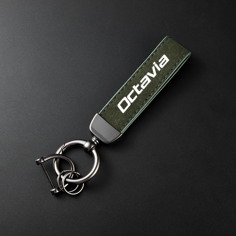 For Skoda Octavia 3 A7 vrs 2 mk3 A5 Auto Interior Accessories Leather Suede Keychain Car Sport Key Ring