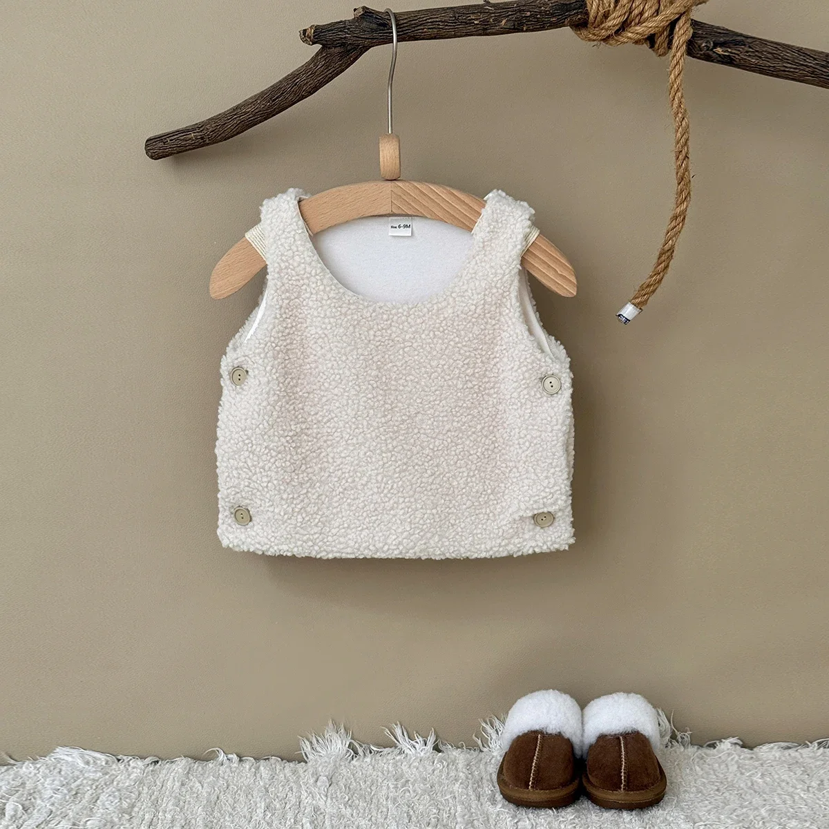 Autumn Winter Baby Lamb Wool Waistcoat Girls Boys Plush Vest O Neck Child Warm Fashion Warm Coat