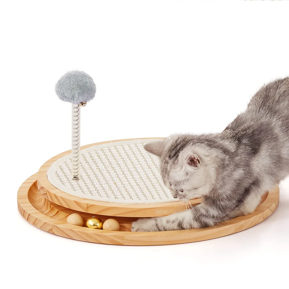 

Cat Scratching Board with Interactive Toy Cat Natural Sisal Scratching Board with Ballway Spring Ball for Chasing Hunting
