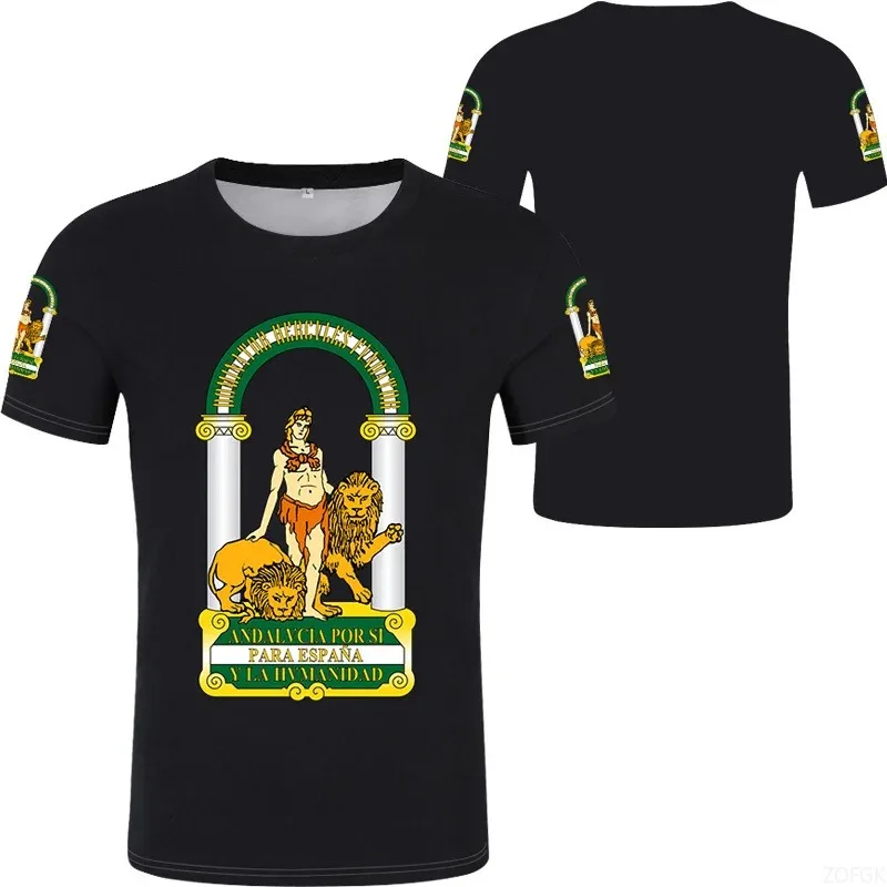 اسبانيا العلم الجرافيك تي شيرت للرجال ثلاثية الأبعاد مطبوعة الإسبانية شعار طباعة تي شيرت ملقة غرناطة الطوطم التي شيرت الملابس النسائية بلايز