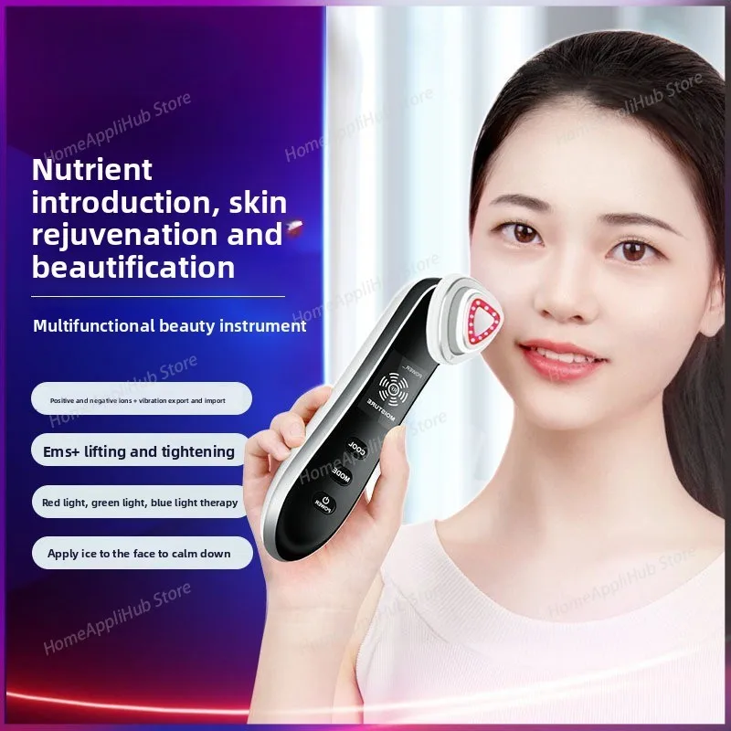 Home-Use Multifunctional Beauty Device RF, Cold Compress, Colored Light & Microcurrent Nutrient Import Export face massager