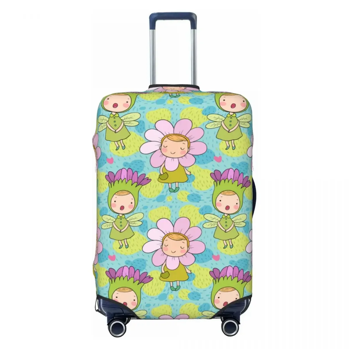 Flower Fairies Suitcase Cover Cute Fairytale Cartoon Vacation Travel Strectch Luggage Supplies Protector