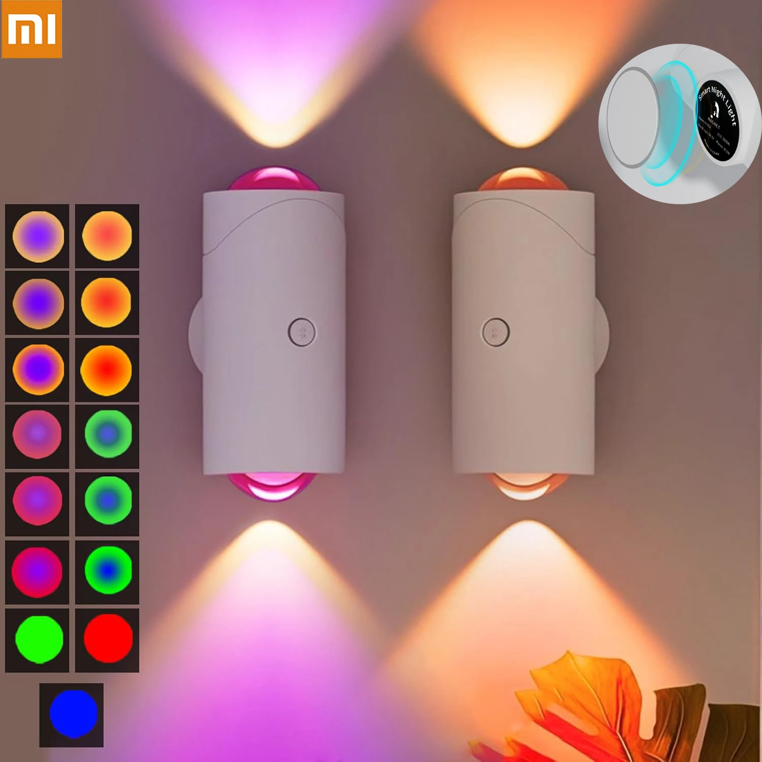 

Xiaomi Night Light With Motion Sensor LED Rechargeable Wall Lamp RGB Projector Magnetic For Bedroom Kitchen Hallway Stair Lights