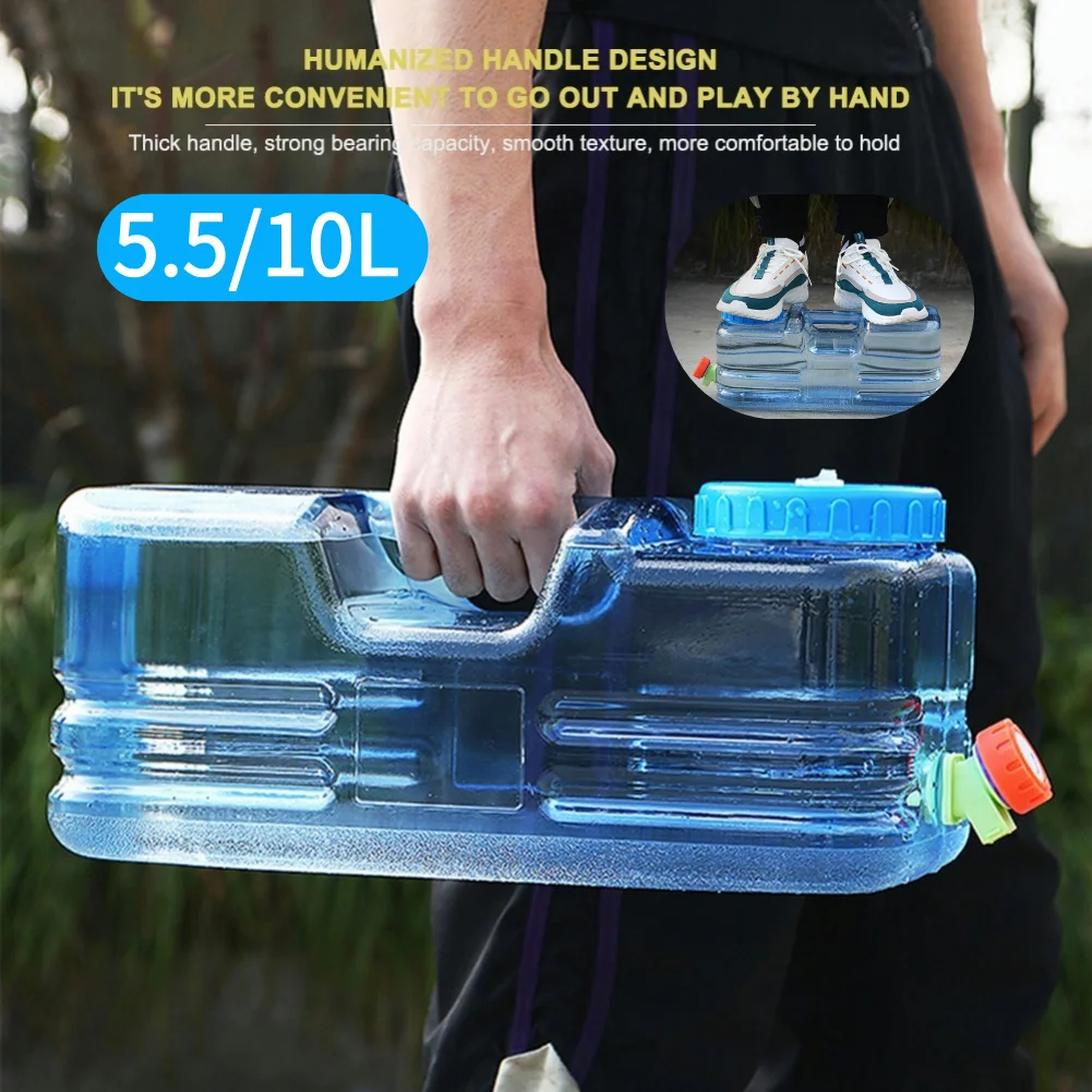 Cubo de agua para exteriores de 5,5l/10L, contenedor de tanque de agua pura portátil con grifo, tanque de agua de conducción, accesorios para Picnic y Camping