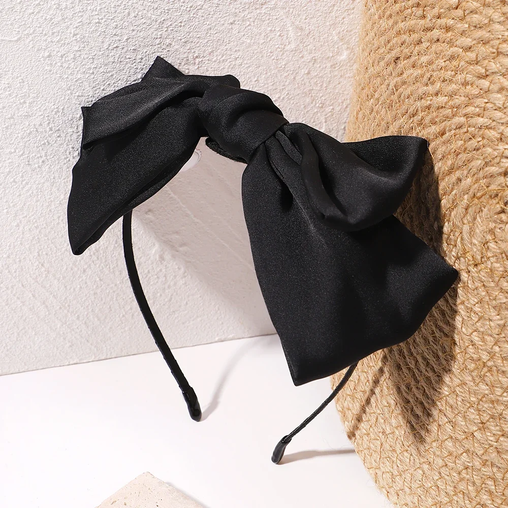 Beautiful Black New Big Bow Bezel Headwear Women Headband Girls Vintage Bow Hair Bands Wide Hairband Hoop for Hair Accessories