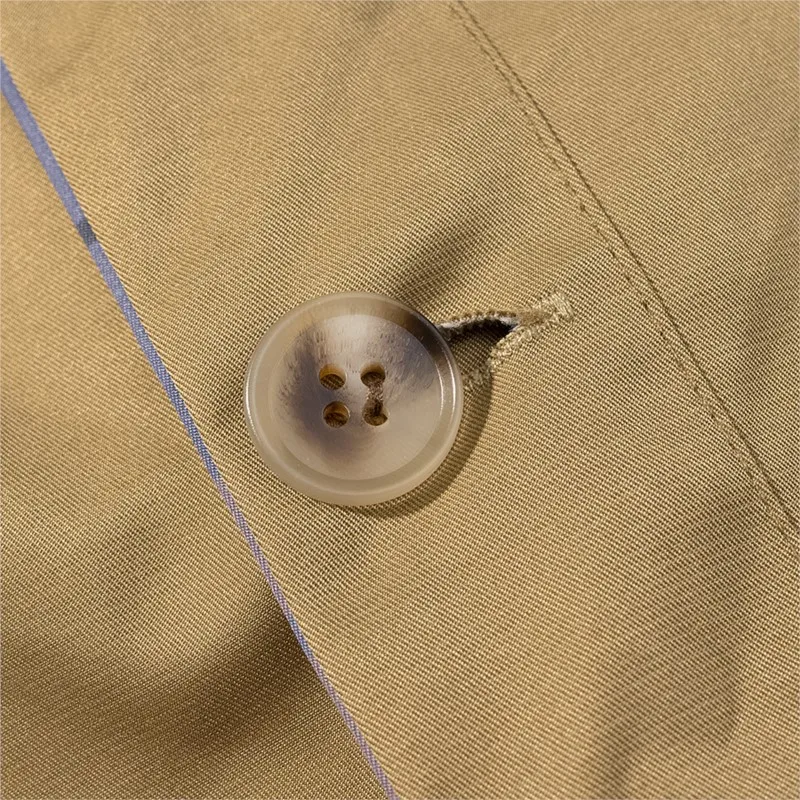 Omkeerbare losse trenchcoat met knopen, Streetstyle, marineblauwe kraag, jas met enkele rij knopen, bovenkleding