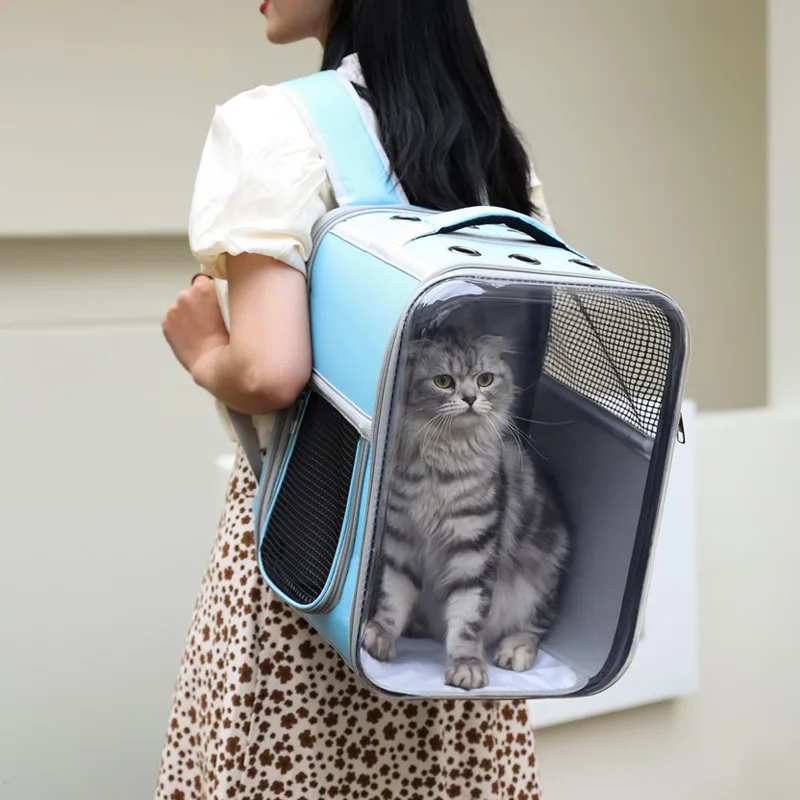 Universal pet bag for cats and dogs Transparent to see inside Out Double shoulder portable breathable pet bag for cats and dogs