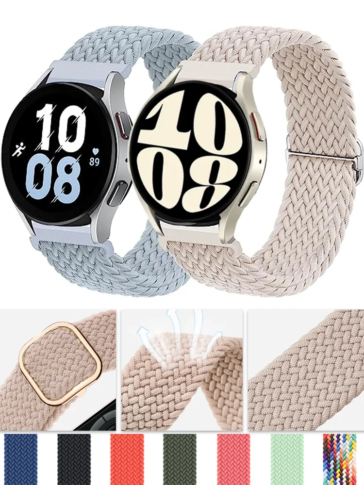 20mm/22mm Band For Samsung Galaxy Watch 6 40mm 44mm/4/5 pro/Classic 43mm 47mm Braided Solo loop bracelet Huawei GT 2e 3 4 Strap