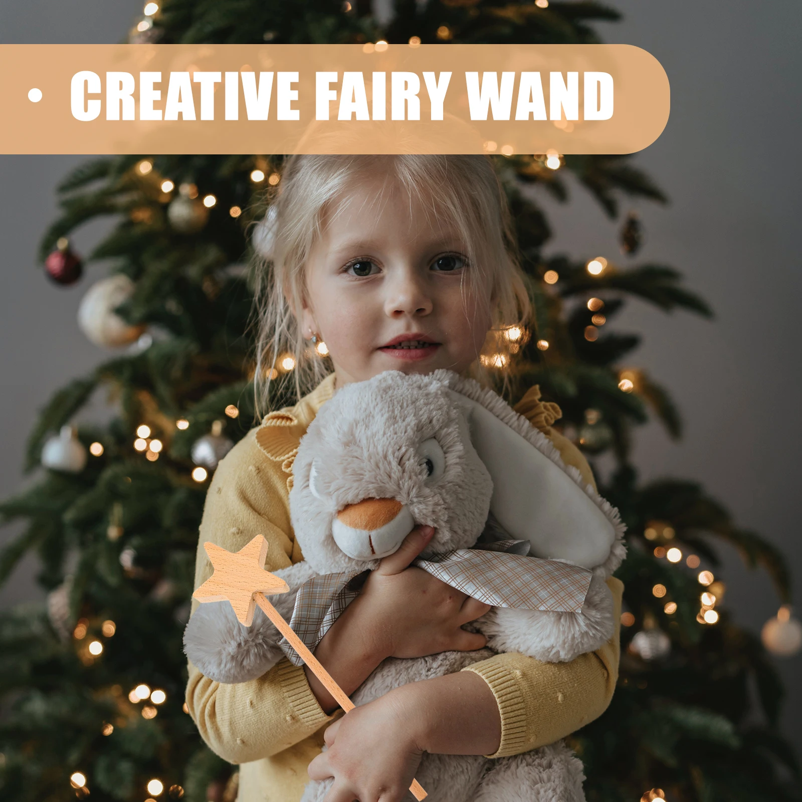 

2 Pcs Fairy Wand Stars Wooden Unpainted Blank DIY Crafts Kids Girls Photo Props Decor Handmade Sewing Supplies
