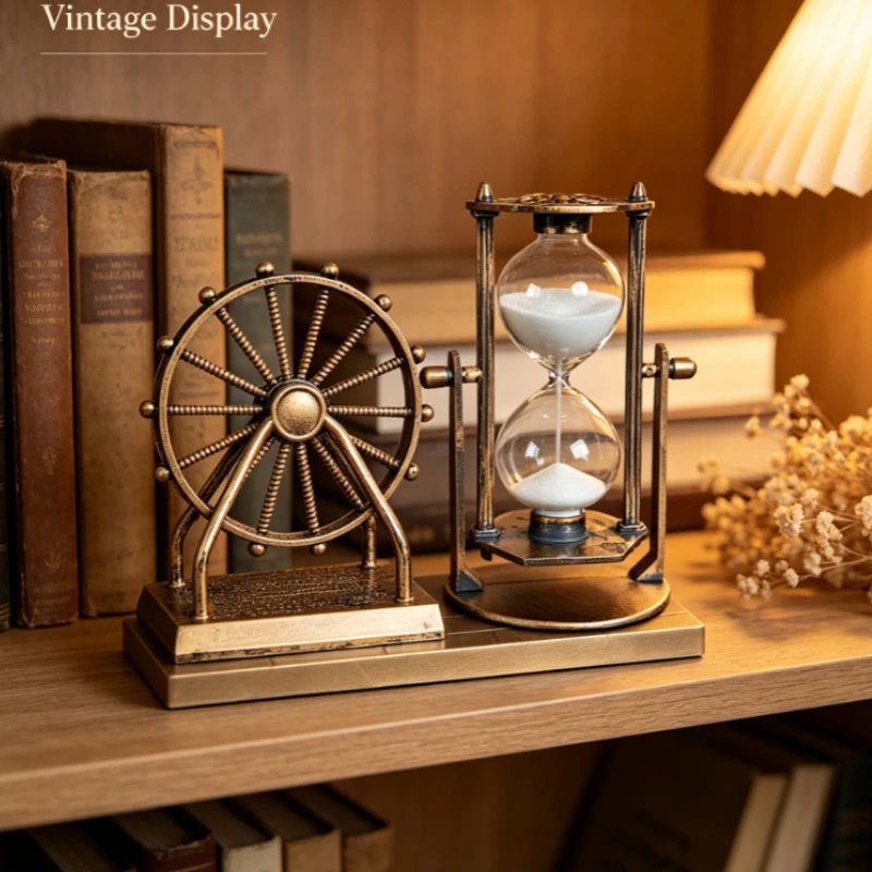 Vintage Ferris Wheel Hourglass Sand Timer, 30-Minute Countdown Decor for Home Office Desk, Perfect Gift for and Couples