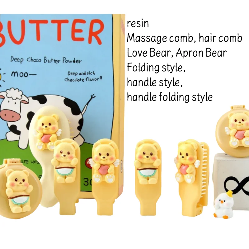 cute Butter Bear New Cartoon Air Cushion Comb Cute Bear Hairdressing Fluffy Comb Airbag Massage Comb Portable Mini Airbag Comb