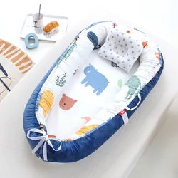 Cama plegable de algodón para bebé, cuna de viaje, nido para recién nacido, cuna para niños y niñas, parachoques, tumbona Unisex, colchón de encaje portátil