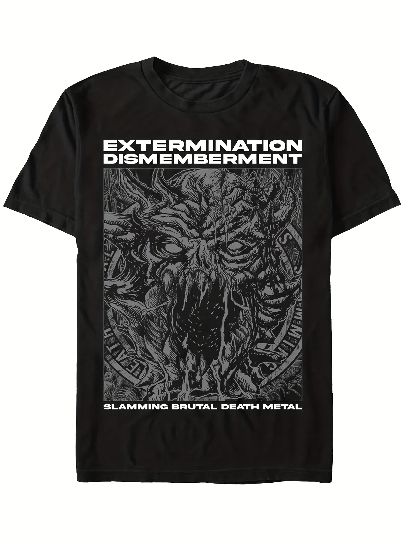 Men's Violent Death Metal T-Shirt Destroy and Decompose Logo Slamming Violent Death Metal Text Heavy Heat Transfer